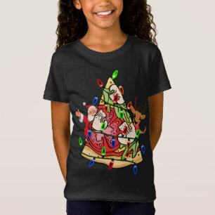 Pizza Weihnachtsbaum Lichter Weihnachtsmann Rentie T-Shirt