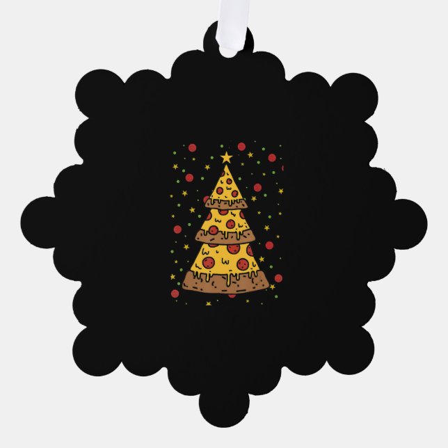 Pizza Weihnachtsbaum Lichter Weihnachtsmänner Ornament Karte (Vorderseite)