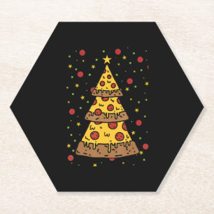 Pizza Weihnachtsbaum Lichter Weihnachtsmänner Untersetzer