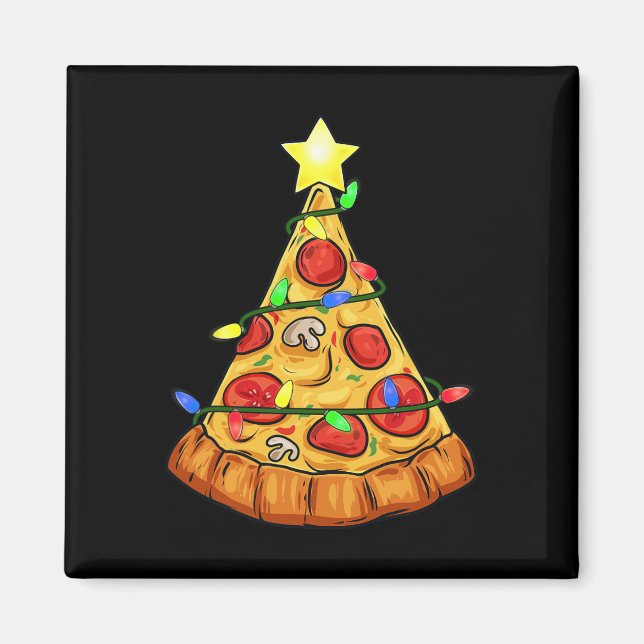 Pizza Weihnachtsbaum Lights Fun Boys Kinder Weihna Magnet (Vorne)