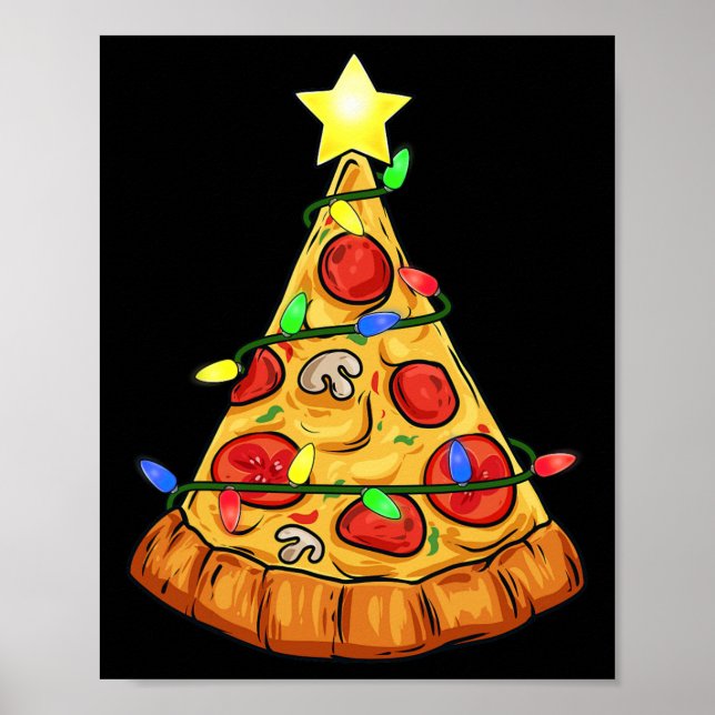 Pizza Weihnachtsbaum Lights Fun Boys Kinder Weihna Poster (Vorne)