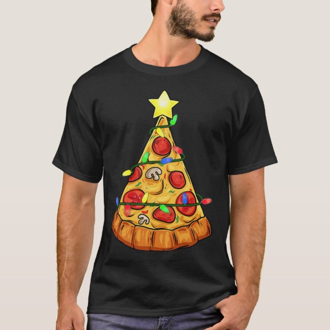 Pizza Weihnachtsbaum Lights Fun Boys Kinder Weihna T-Shirt (Vorderseite)