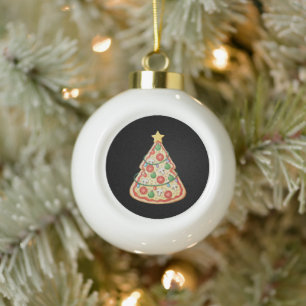 Pizza Weihnachtsbaum Xmas Lights Weihnachtsfeierta Keramik Kugel-Ornament