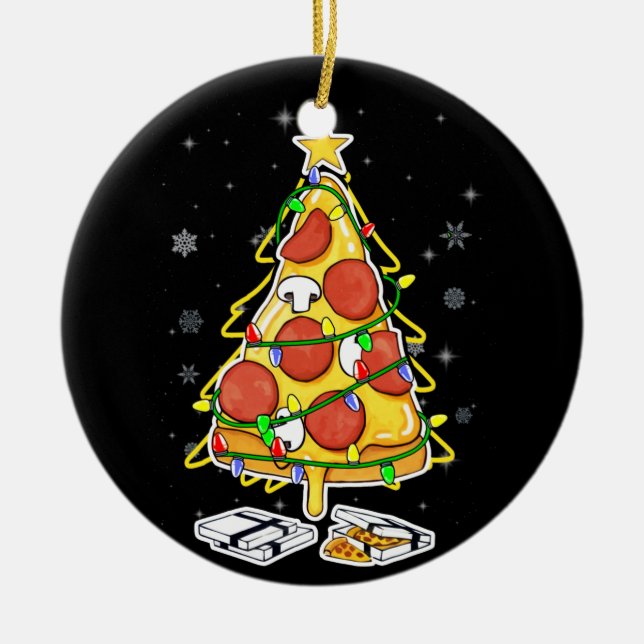 Pizza Weihnachtsbäume Weihnachten Weihnachten Weih Keramik Ornament (Vorne)