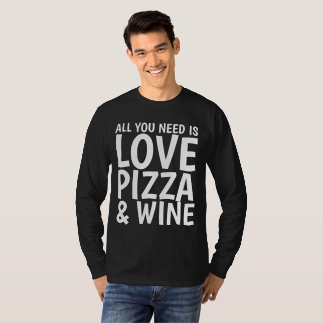 PIZZA WINE LIEBE Funny T - Shirt (Vorne ganz)