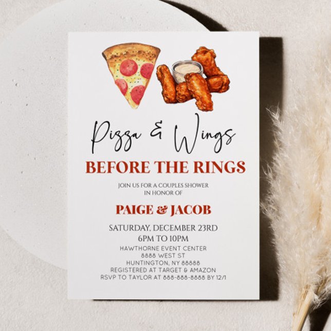Pizza & Wings Before Rings Wedding Couples Dusche Einladung (Von Creator hochgeladen)