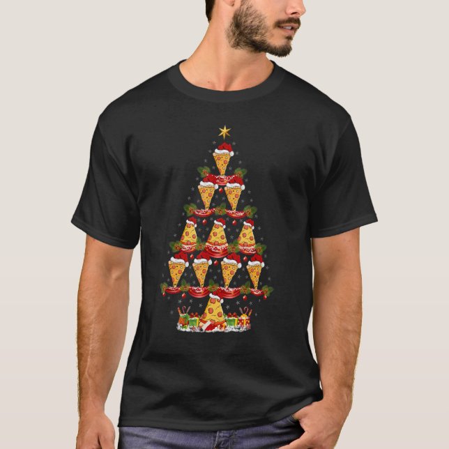 Pizza Xmas Holiday Santa Pizza Weihnachtsbaum T-Shirt (Vorderseite)
