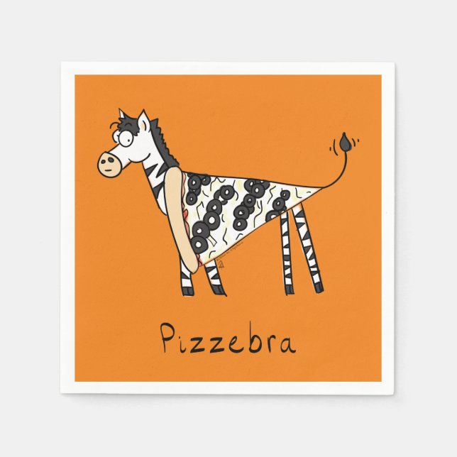 Pizza Zebra Niedlich Kids Cartoon Serviette (Vorderseite)