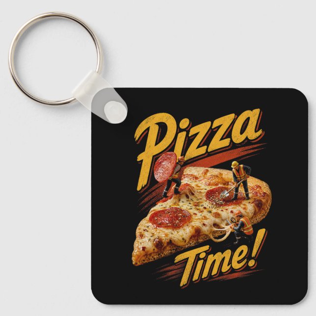 Pizza Zeit! Schlüsselanhänger (Vorderseite)
