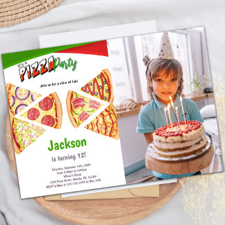 Pizza zum Geburtstag Einladungen mit Foto