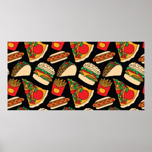 Pizzaburger Hotdog Pommes frites Tacos Poster (Vorne)