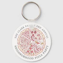 Pizzaereignis Themed Custom Text Schlüsselanhänger