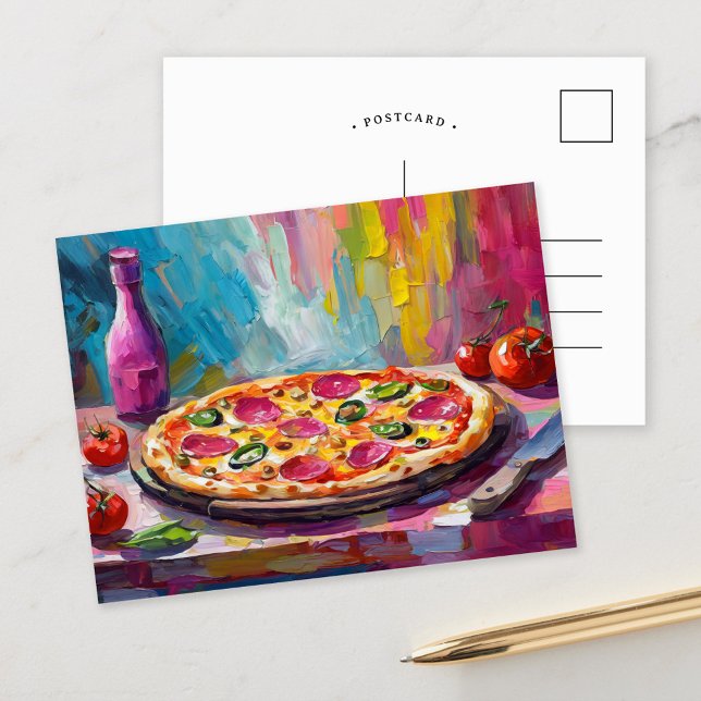 Pizzafarben Moderne Abstrakte Kunst Postkarte (Von Creator hochgeladen)