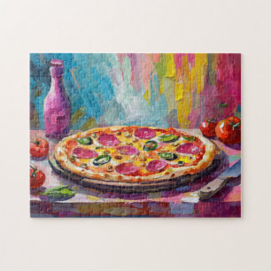 Pizzafarben Moderne Abstrakte Kunst Puzzle