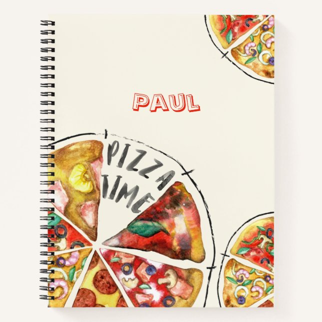 Pizzafreund mit personalisiertem Namen Notizbuch (Vorderseite)