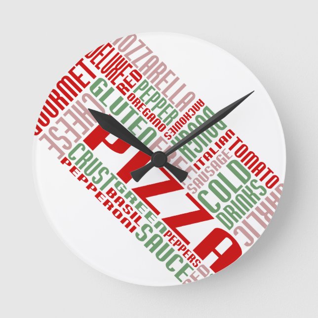 Pizzageplauder Runde Wanduhr (Vorderseite)