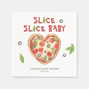 Pizzaherz Wasserfarbe Babyparty Serviette