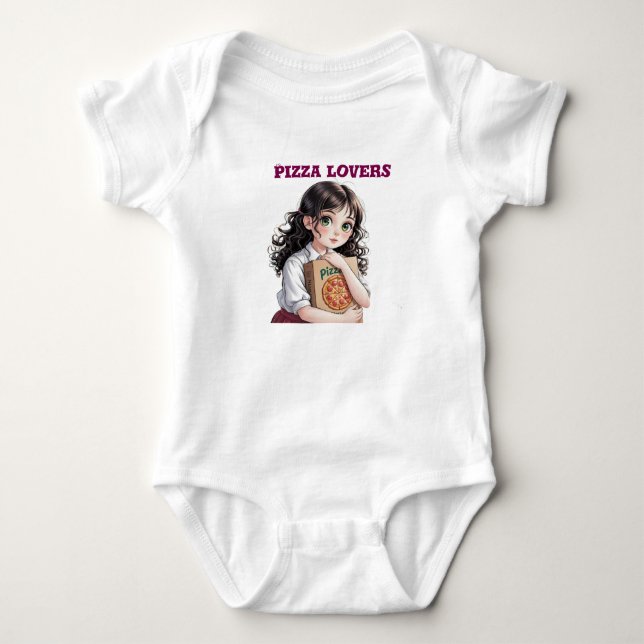 Pizzaliebhaber Baby Strampler (Vorderseite)