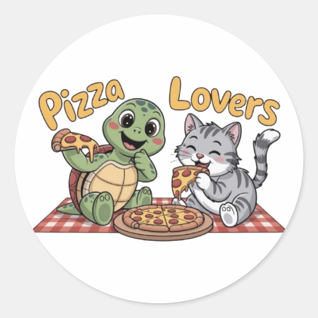 Pizzaliebhaber Runder Aufkleber (Vorderseite)