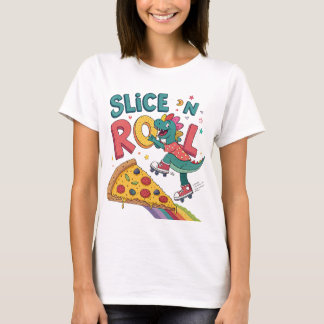 Pizzaliebin Dinosaurier essen T-Shirt