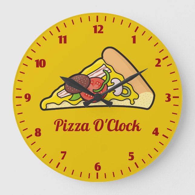 Pizzalschnitt Große Wanduhr (Vorderseite)