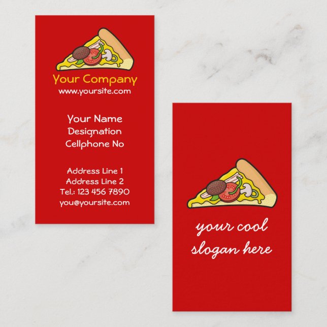Pizzalschnitt Visitenkarte (Vorne/Hinten)