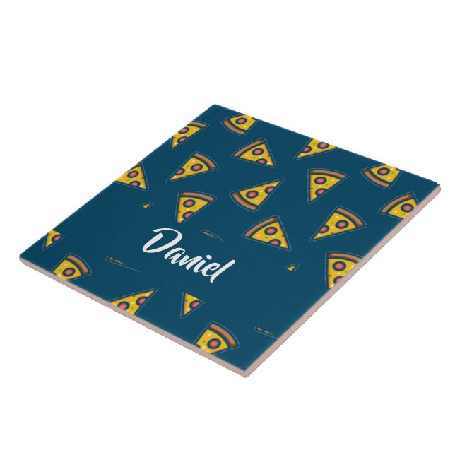 Pizzamuster auf Blau Fliese (Seite)