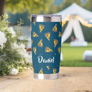 Pizzamuster auf Blau Thermobecher