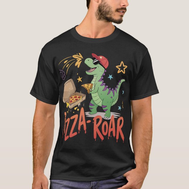 Pizzarei für den Dinasour-Liebhaber Cartoon T-Shirt (Vorderseite)