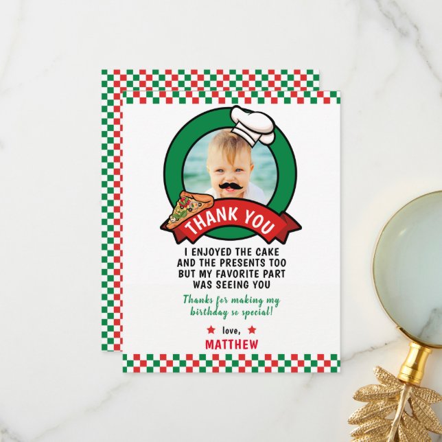 Pizzas Geburtstagskarte Dankeskarte (Vorderseite/Rückseite Beispiel)