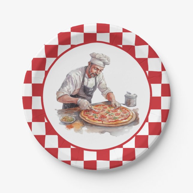 Pizzas-Party für coole Koch Pappteller (Vorderseite)