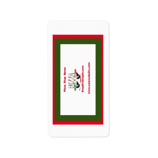 Pizzaservice, rot-grün, personalisiert adressaufkleber (Vorne)