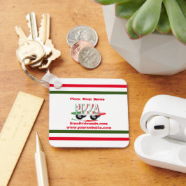 Pizzaservice, rot-grün, personalisiert schlüsselanhänger