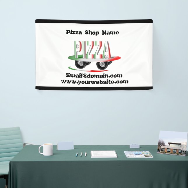 Pizzaservice, rotes Grün, personalisiertes Banner (Messeveranstaltung)