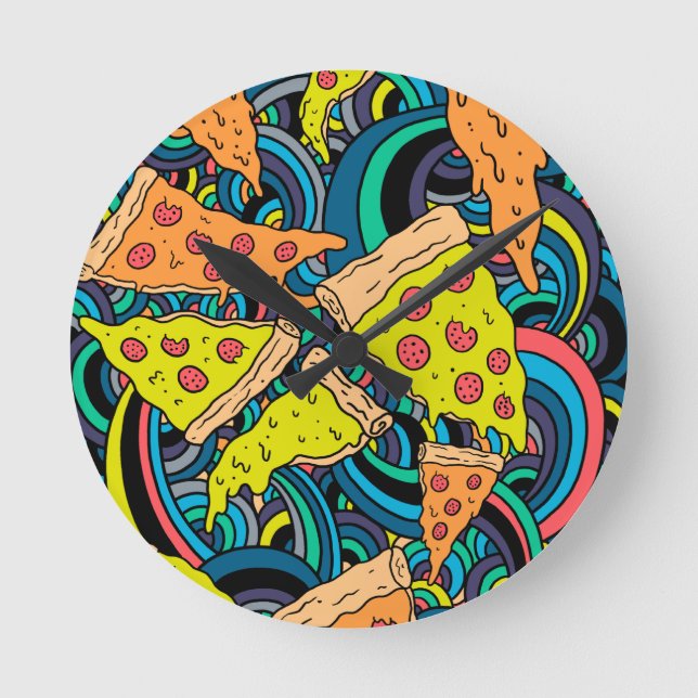 Pizzastrom Runde Wanduhr (Vorderseite)