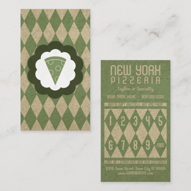 Pizzeria diamonds Briefmarken card Treuekarte (Vorne/Hinten)