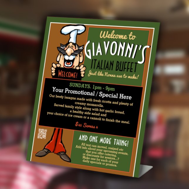 Pizzeria Italienisches Restaurant Sondermenü Promo Sockelschild (Von Creator hochgeladen)