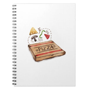 Pizzeria-Pizza-Kasten mit den Arbeits-Spitzen Notizblock