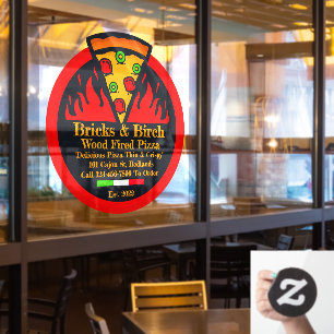 Pizzeria Promo mit Holzfaser individuell gestalten Fensteraufkleber