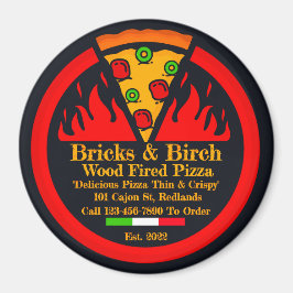 Pizzeria Promo mit Holzfaser individuell gestalten Magnet