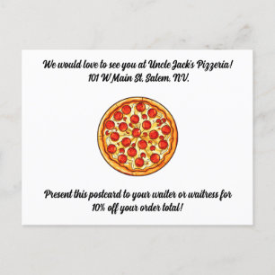 Pizzeria Promotional Postcard Cusomtizable Text Postkarte