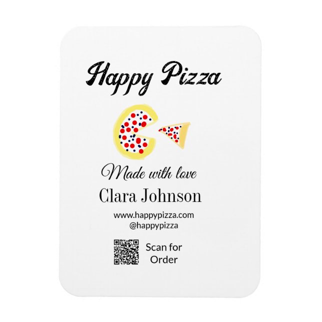 Pizzeria Restaurant Café Pizzeria Scan QR-Code bes Magnet (Vertikal)
