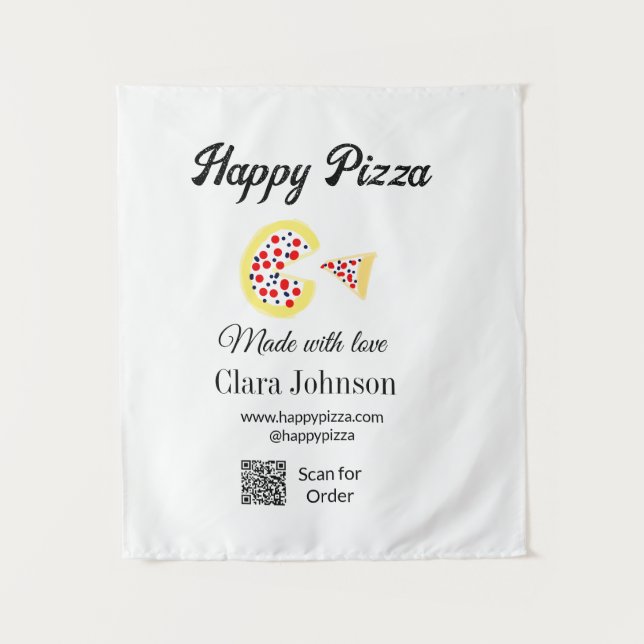 Pizzeria Restaurant Café Pizzeria Scan QR-Code bes Wandteppich (Vorderseite)