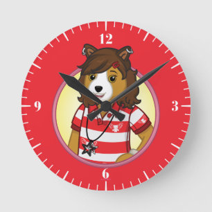 Pj-Collie Runde Wanduhr
