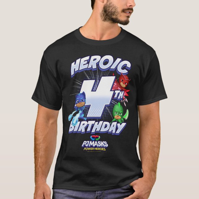 Pj Masks Group Shot Heroic 4th Birthday T-Shirt (Vorderseite)