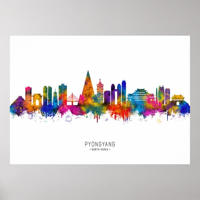 Pjöngjang Nordkorea Skyline Poster (Vorne)