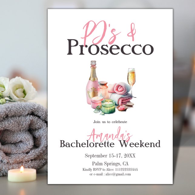 PJs Prosecco Wellness-Center Junggeselinnen-Abschi Einladung (Von Creator hochgeladen)