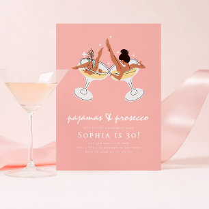 PJs und Prosecco Pajama Party Geburtstagsparty Einladung