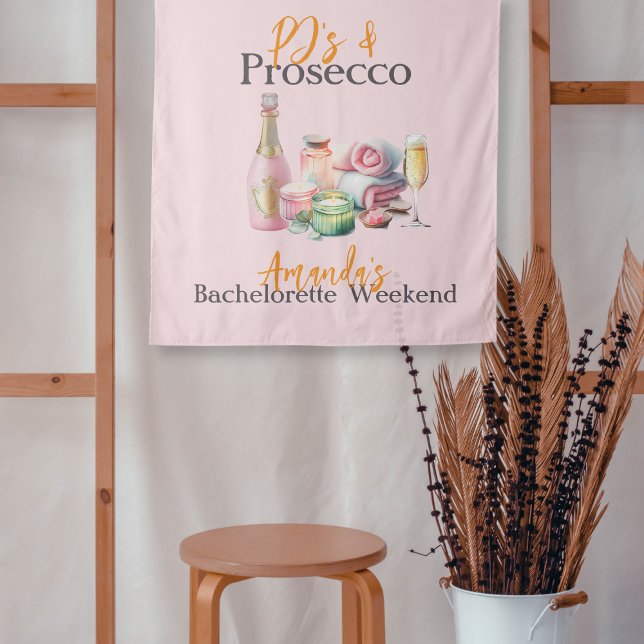 Pjs und Prosecco Pink Wellness-Center Junggeselinn Wandteppich (Von Creator hochgeladen)