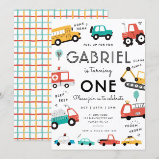 Pkw & Lkw Stadtverkehr Geburtstagsparty Einladung